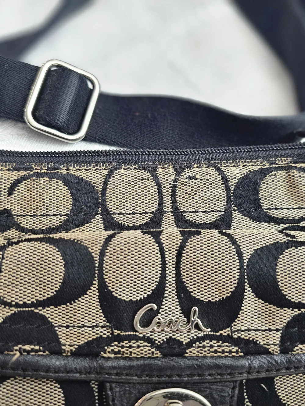 Coach Penelope Signature Canvas Crossbody Bag in Black & Tan